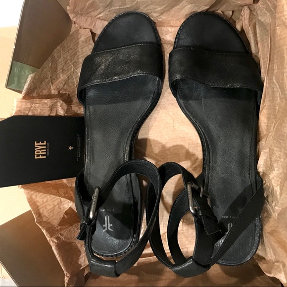 Frye Cindy Genuine Leather Open Toe Heel Sandals - Picture 11 of 13